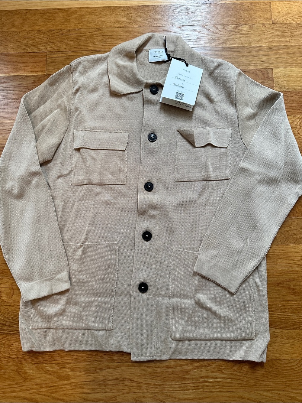 Men's /RT Knit cardigan sweater cream Button-Front Cardigan Jacket size small